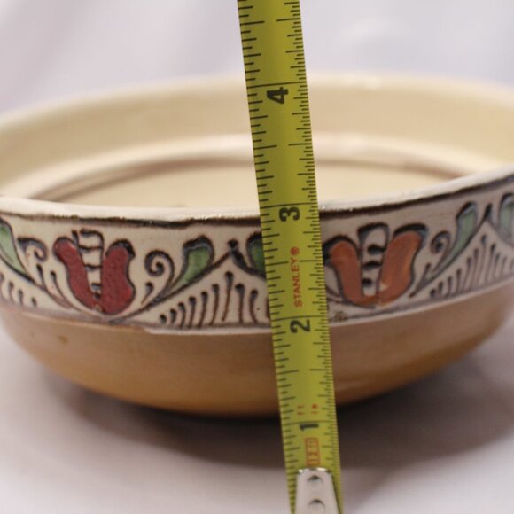 Antique Signed Korond Floral Pottery Bowl from Romania - Picture 8 of 8